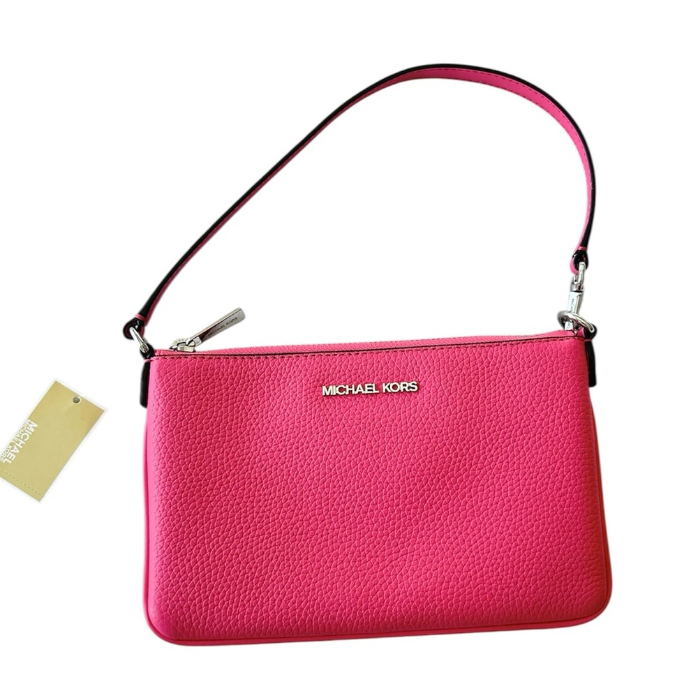 🌺 MICHAEL KORS Jet Set Small Pebbled
Leather Convertible Wristlet NWT - Hibiscus